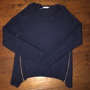 Navy sweater with zippers